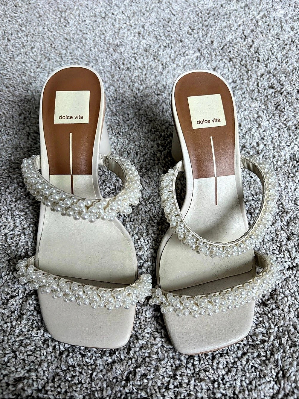 Dolce Vita Pearl Mule Heels, Cream, US 7.5W